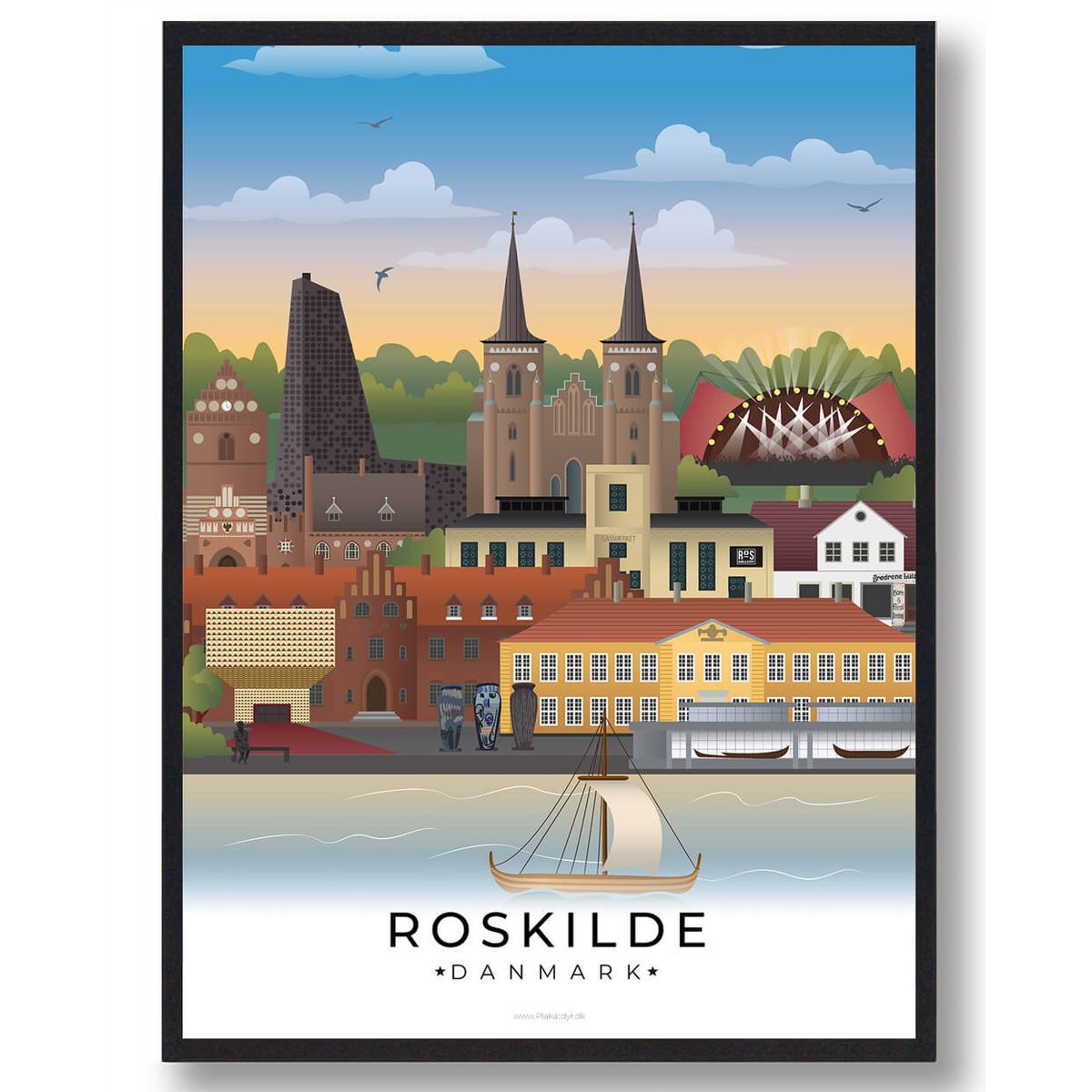 Roskilde byplakat (RESTPARTI) (Størrelse: L - 50x70cm (B2))