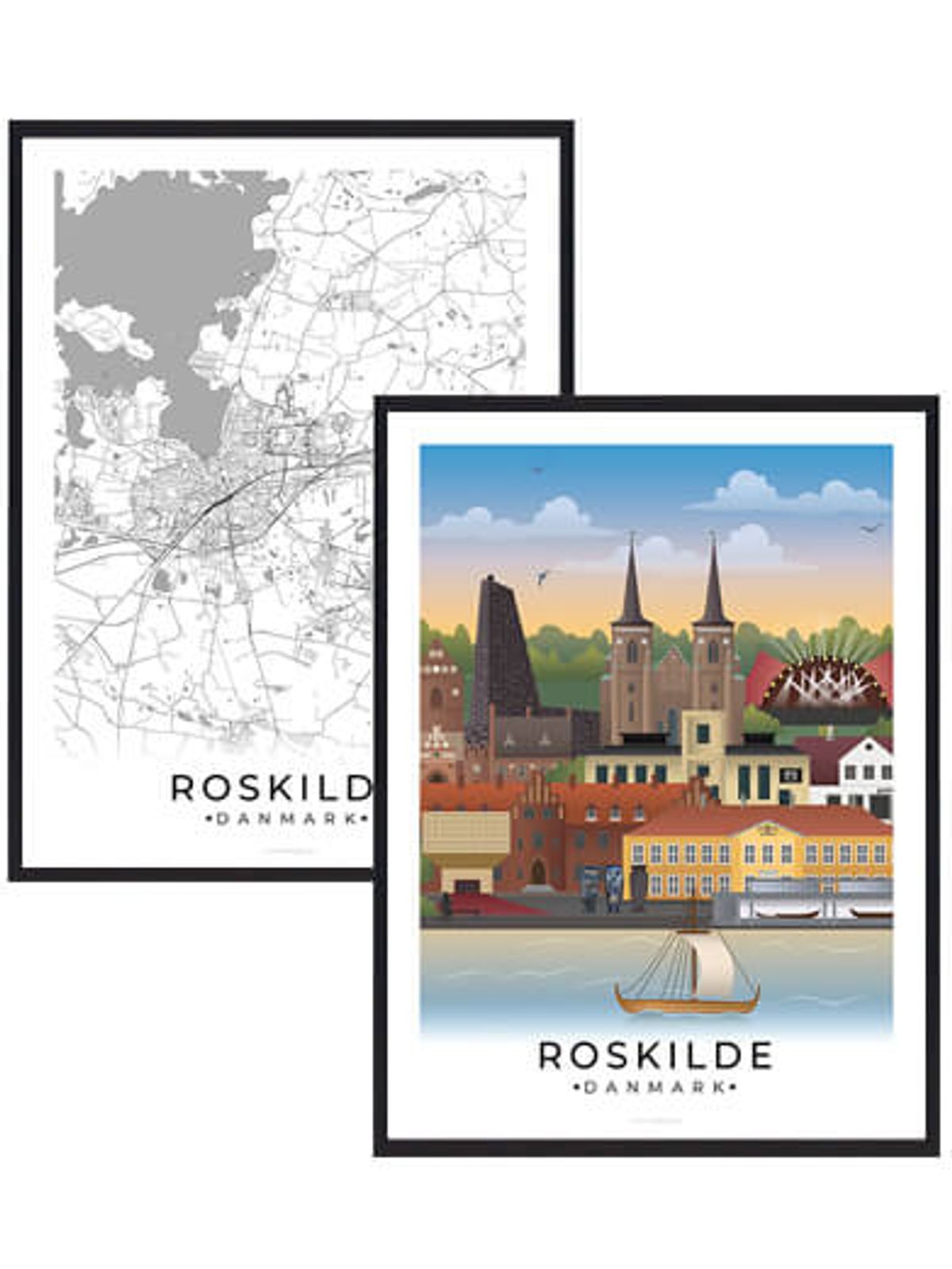 Roskilde byplakatsæt (Størrelse: L - 50x70cm (B2))