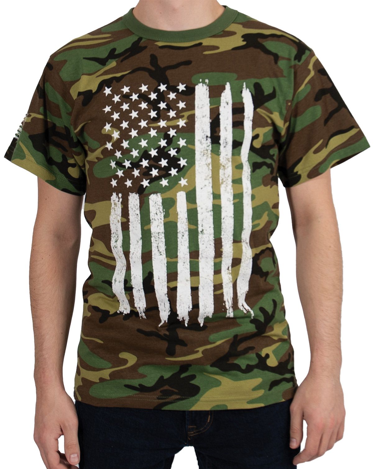 Rothco Camo US Flag Kortærmet T-Shirt Woodland