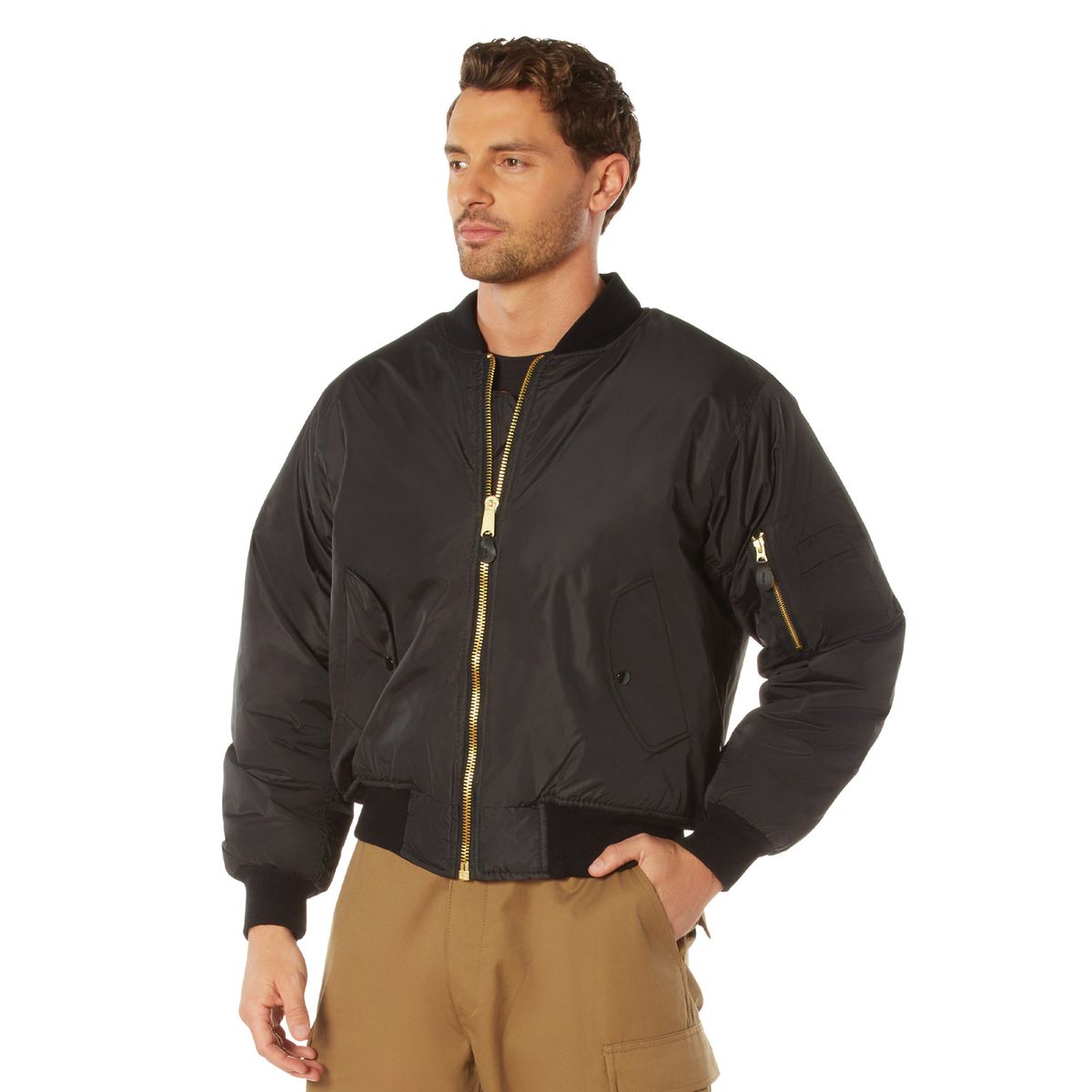 Rothco Enhanced Nylon MA-1 Flight Jacket Black