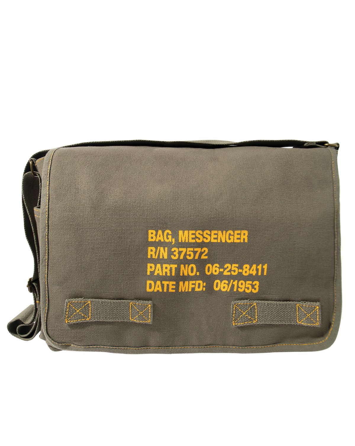 Rothco Heavyweight Canvas Classic Messenger Bag With Military Stencil Olive