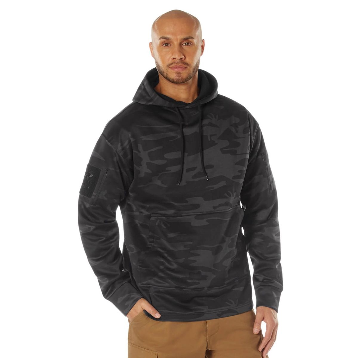 Rothco Hoodie med skjult lomme Midnight Black Camo