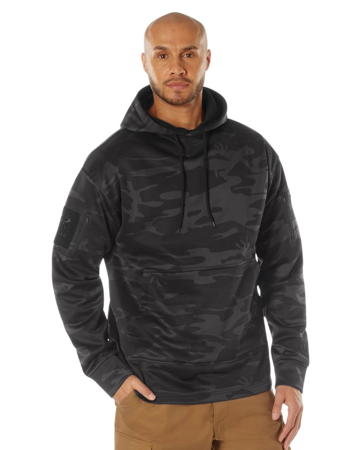 Rothco Hoodie med skjult lomme Midnight Black Camo