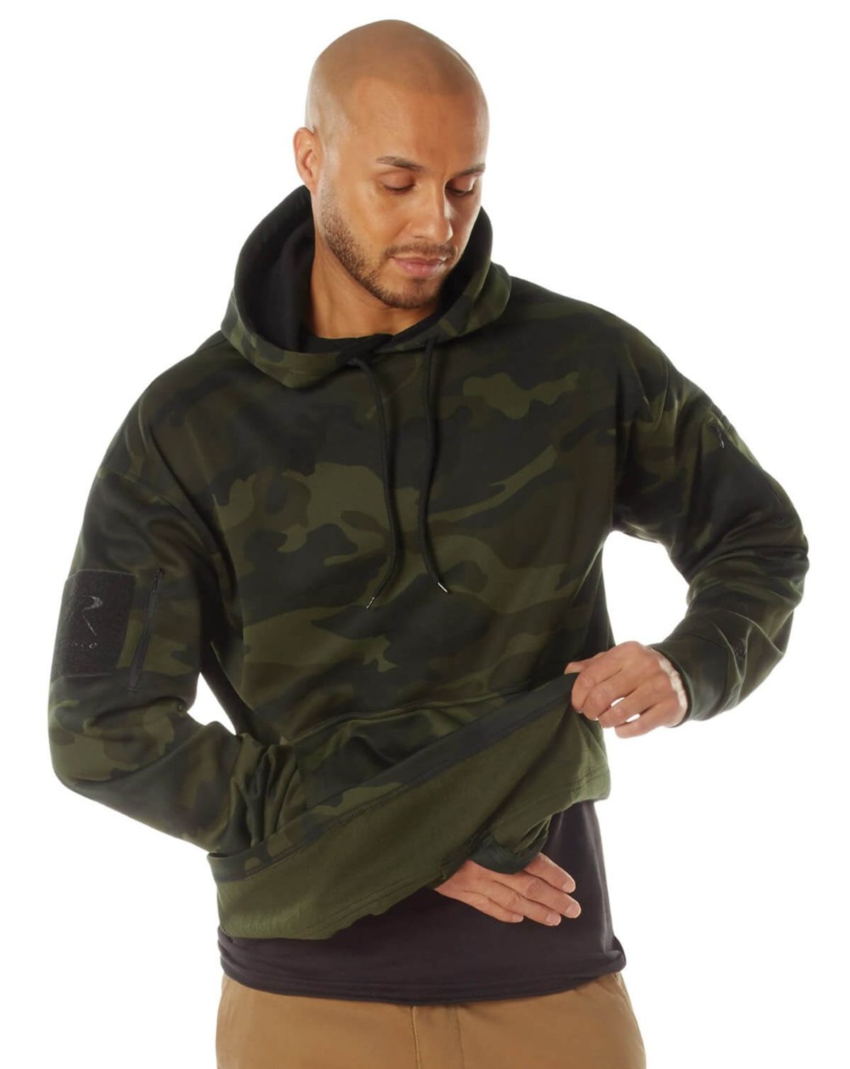 Rothco Hoodie med skjult lomme Midnight Woodland Camo