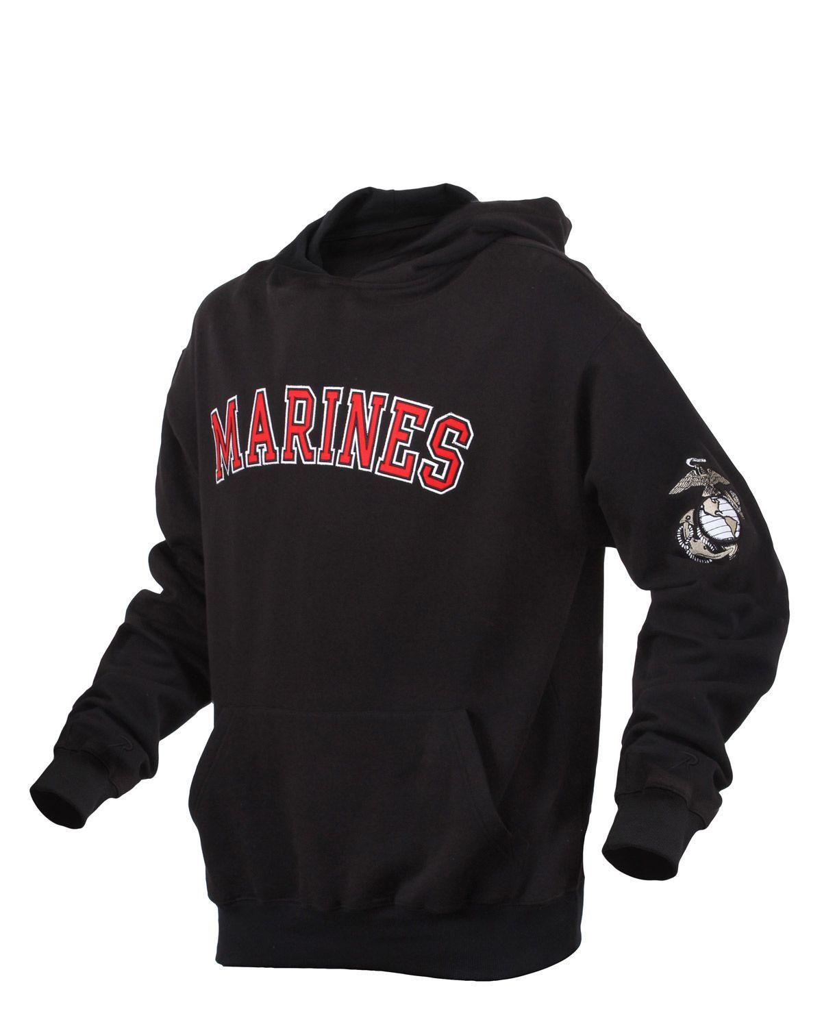 Rothco Militær Hoodie m. brodering Sort / Marines