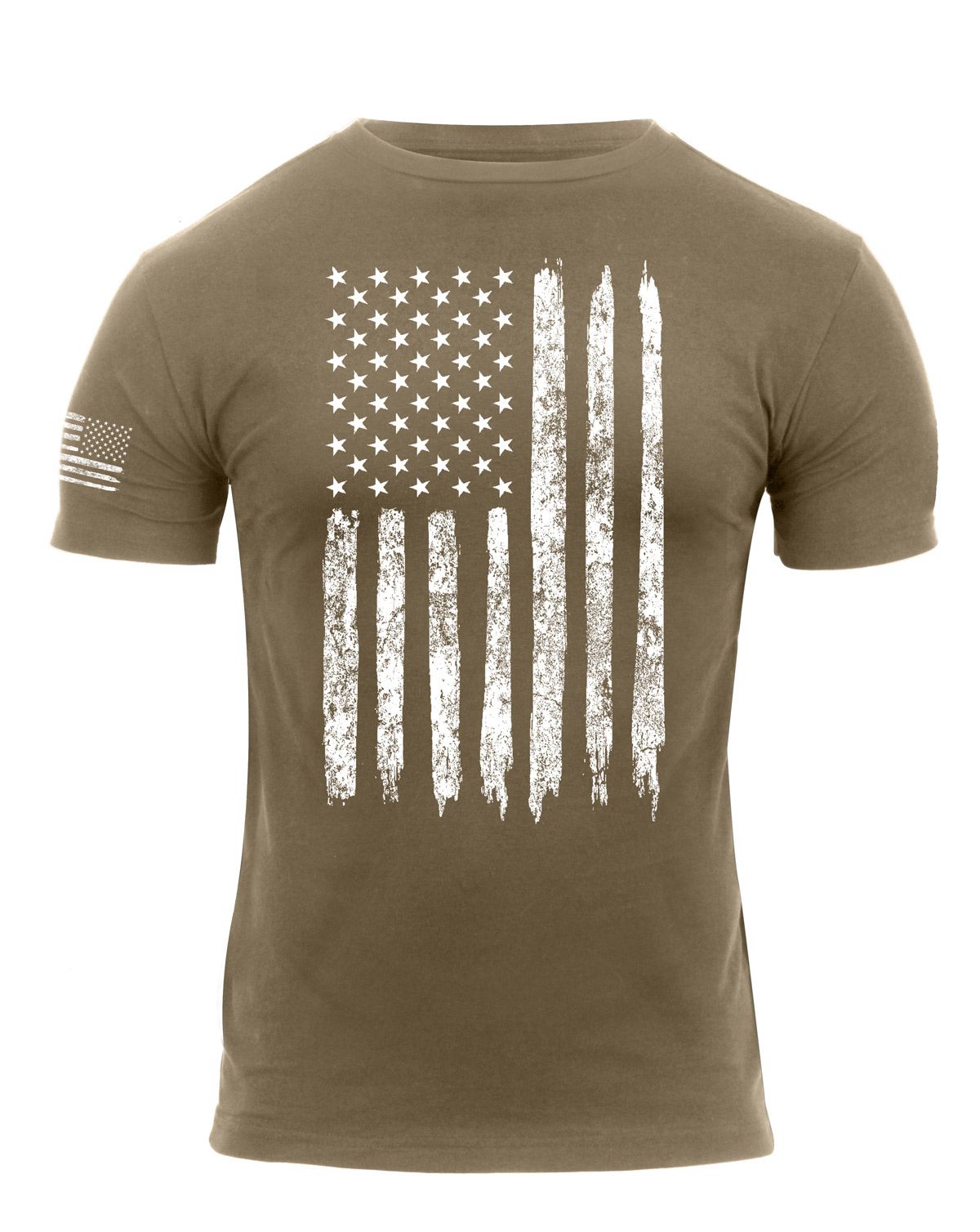 Rothco T-Shirt Distressed US Flag Coyote Brun