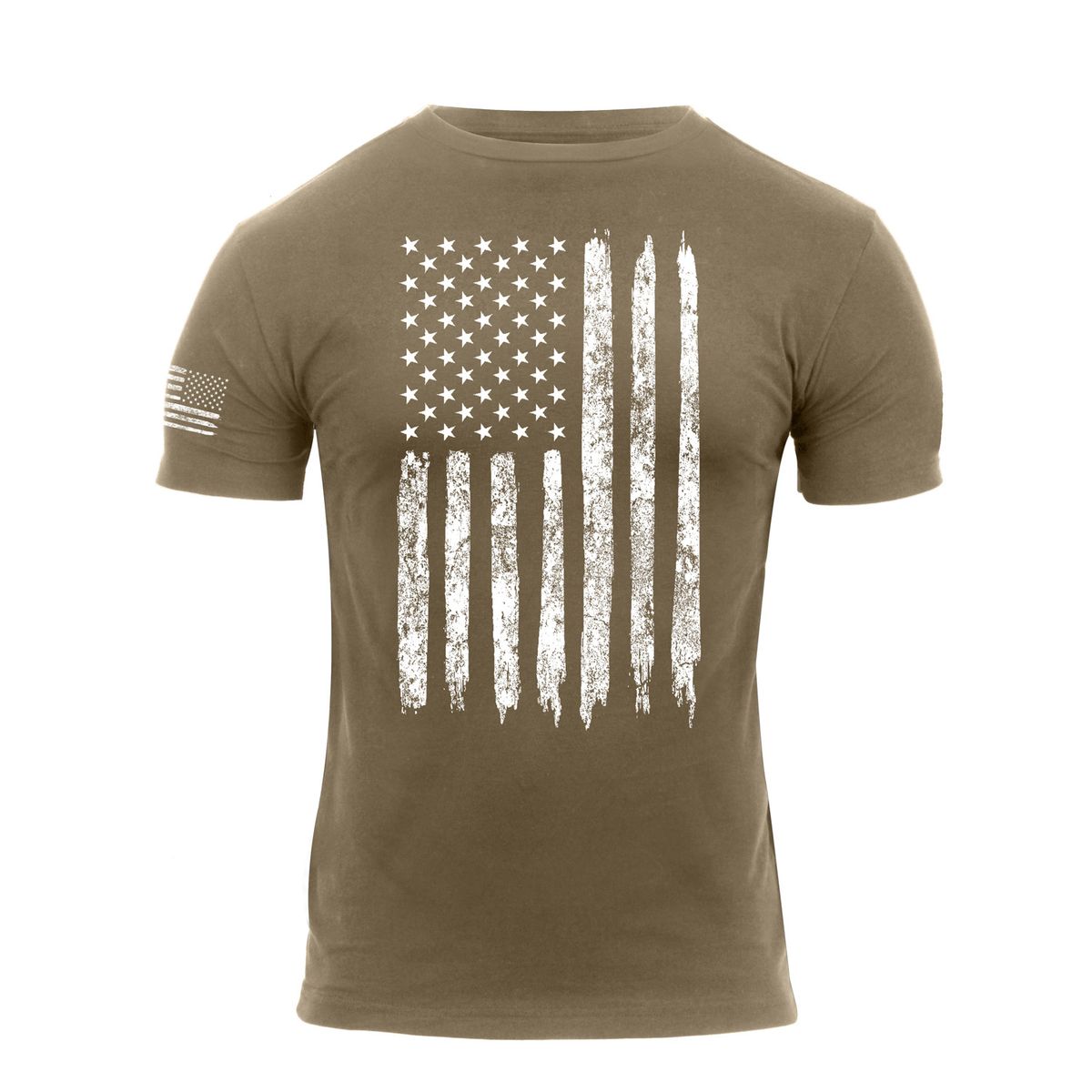 Rothco T-Shirt Distressed US Flag Coyote Brun