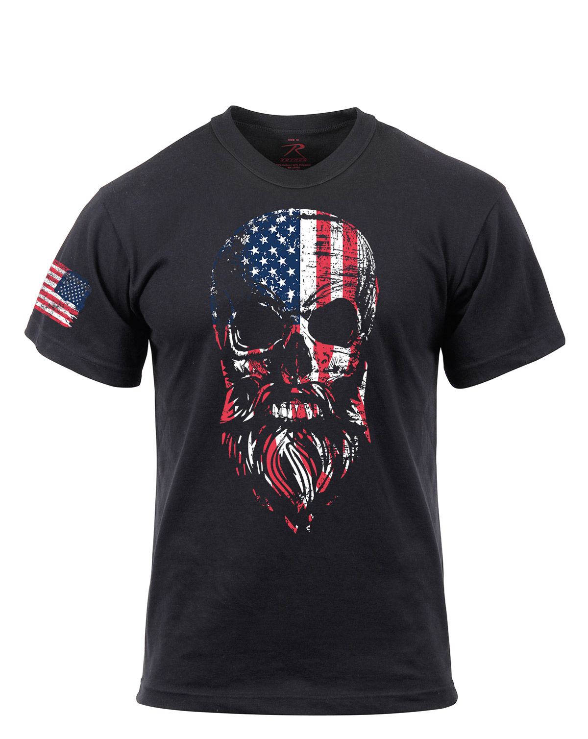 Rothco US Flag Bearded Skull Kortærmet T-Shirt Sort