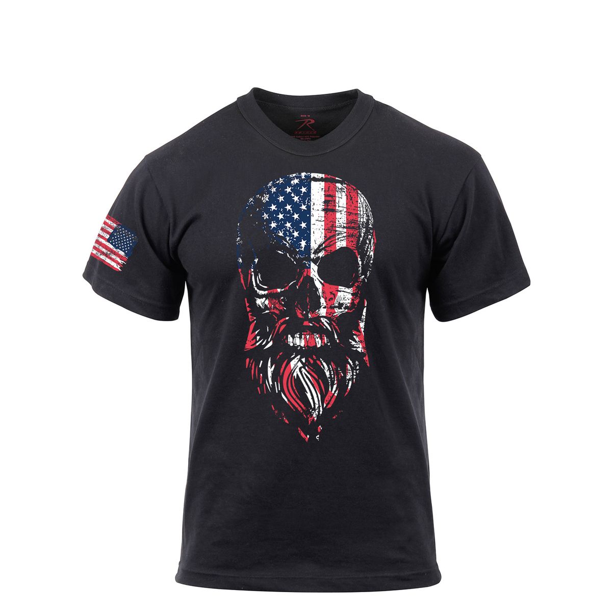 Rothco US Flag Bearded Skull Kortærmet T-Shirt Sort