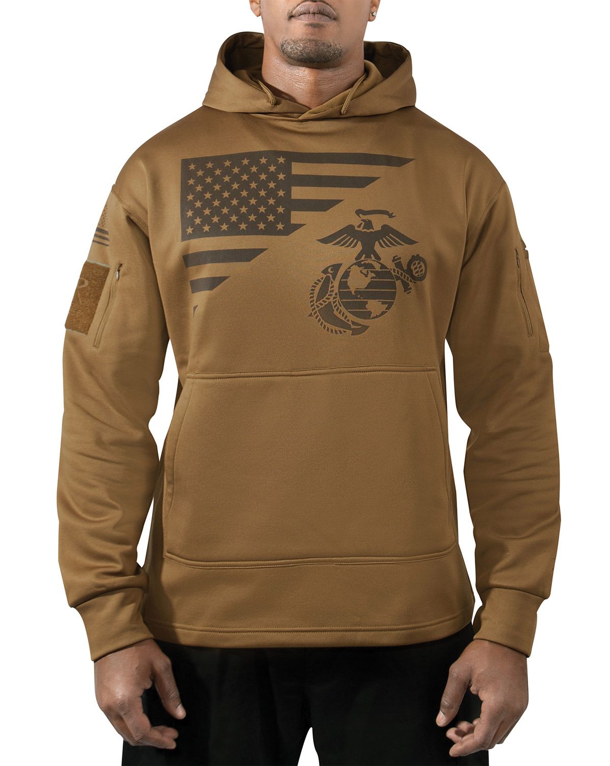 Rothco US Flag Concealed Carry Hoodie Coyote Brown