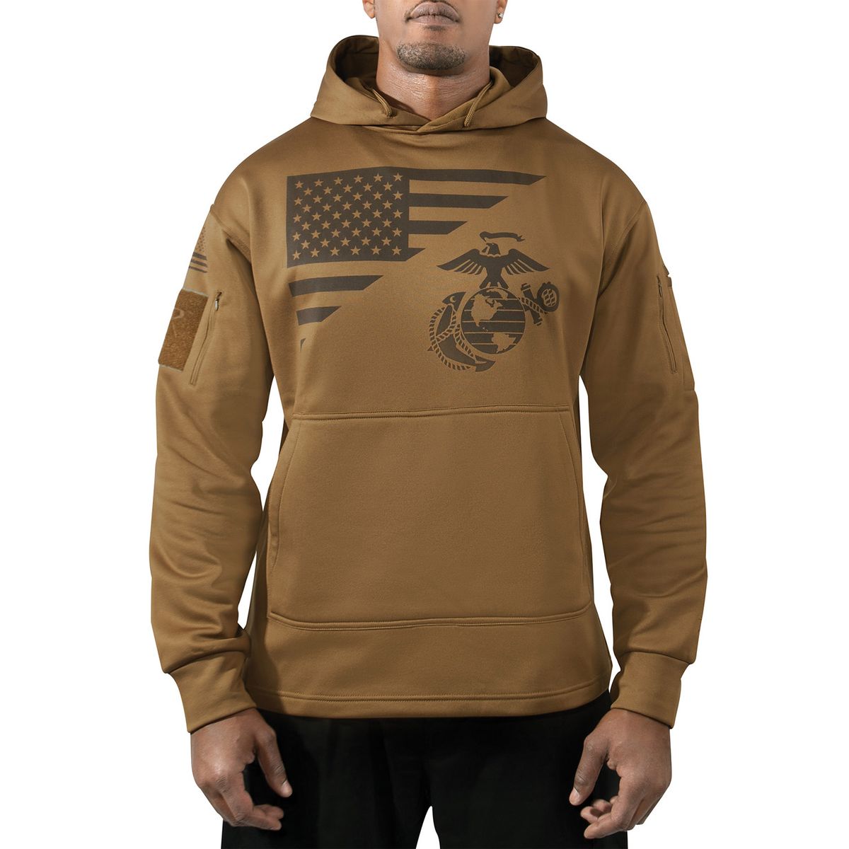 Rothco US Flag Concealed Carry Hoodie Coyote Brun