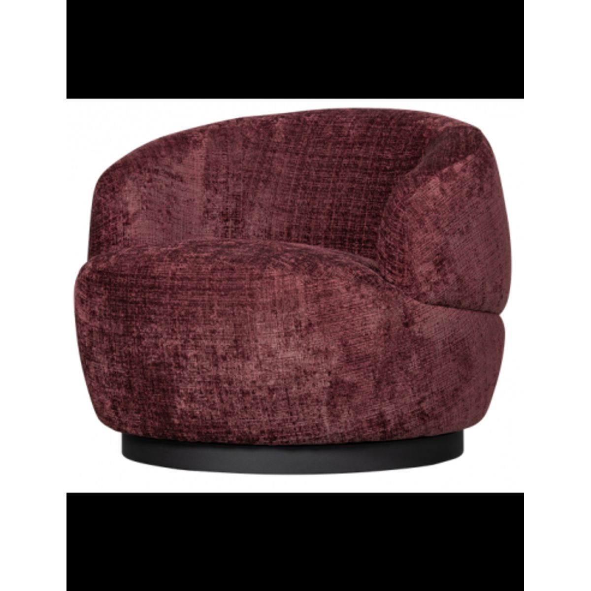 Rotérbar lænestol i chenille H71 x B84 cm - Sort/Aubergine