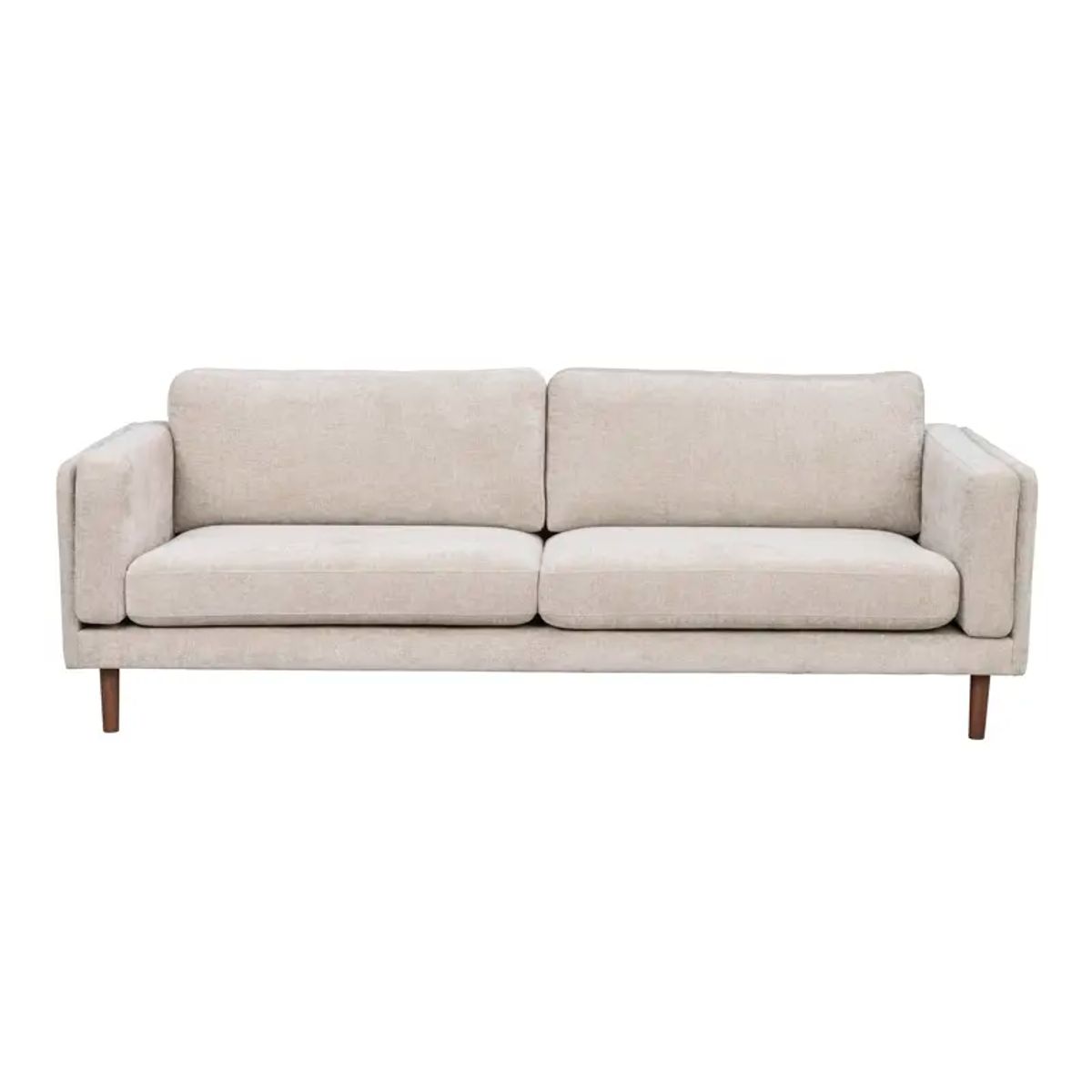 ROWICO Braden 3 pers. sofa - lys beige stof og brun egetræ