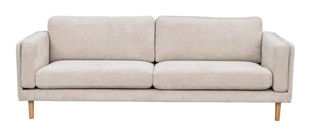 ROWICO Braden 3 pers. sofa - lys beige stof og natur egetræ