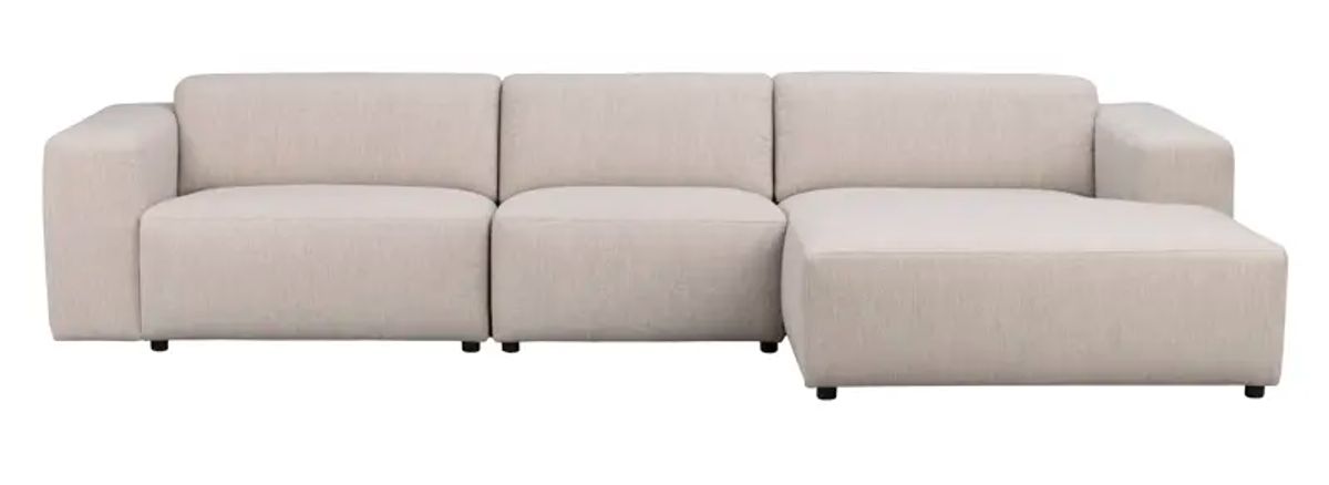 ROWICO Willard 4 pers. modul sofa, m. højre chaiselong - lys beige stof