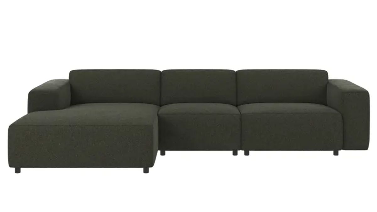 ROWICO Willard 4 pers. modul sofa, m. venstre chaiselong - grøn stof