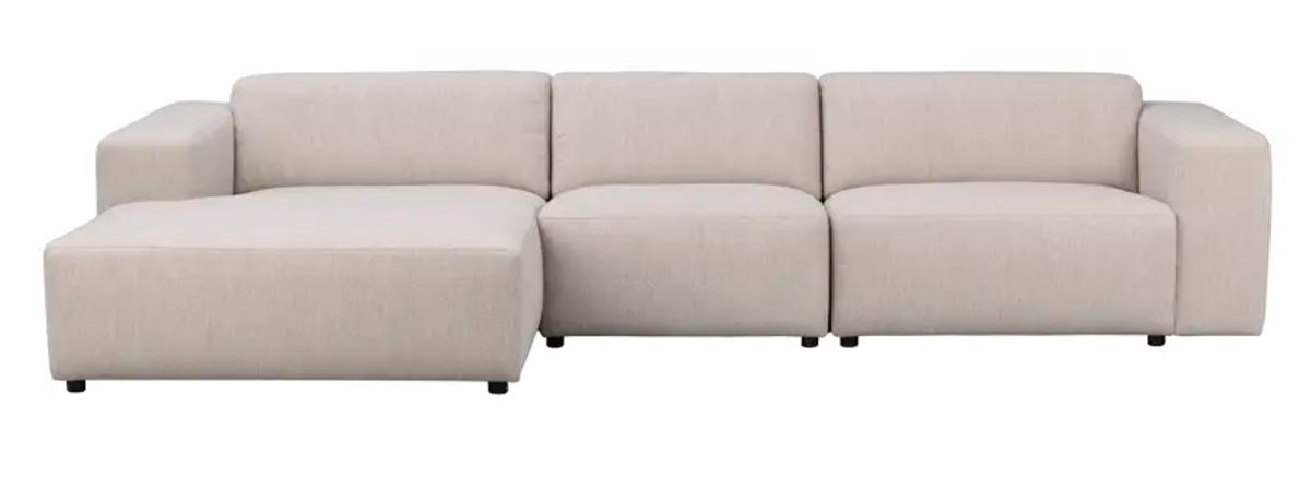 ROWICO Willard 4 pers. modul sofa, m. venstre chaiselong - lys beige stof