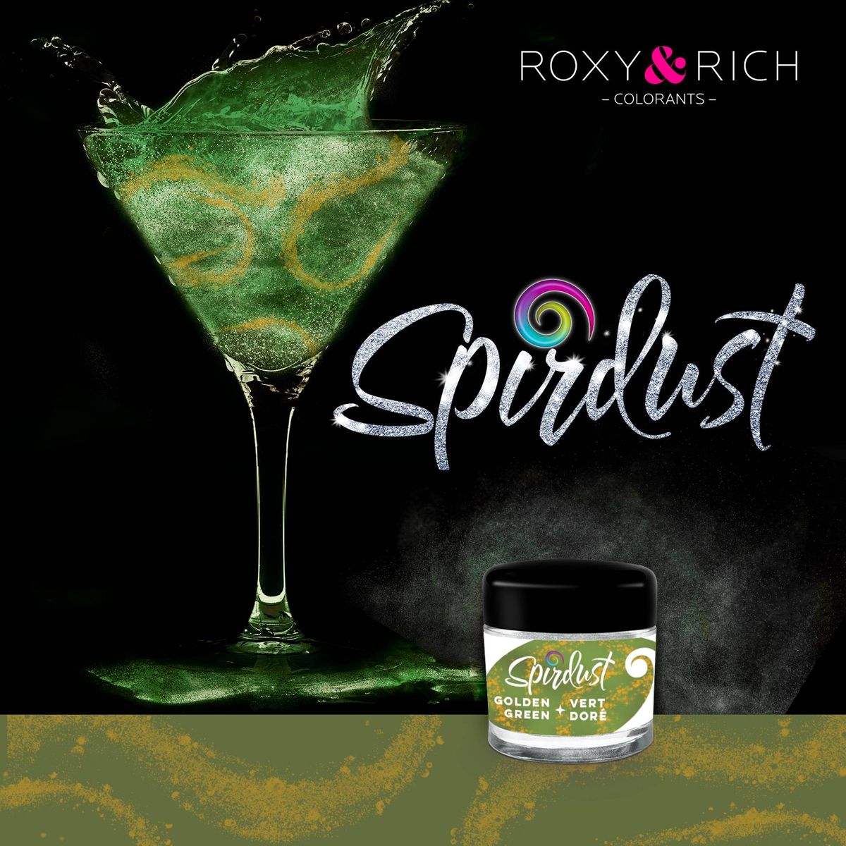 Roxy & Rich - Spirdust Golden Green, 1,5g