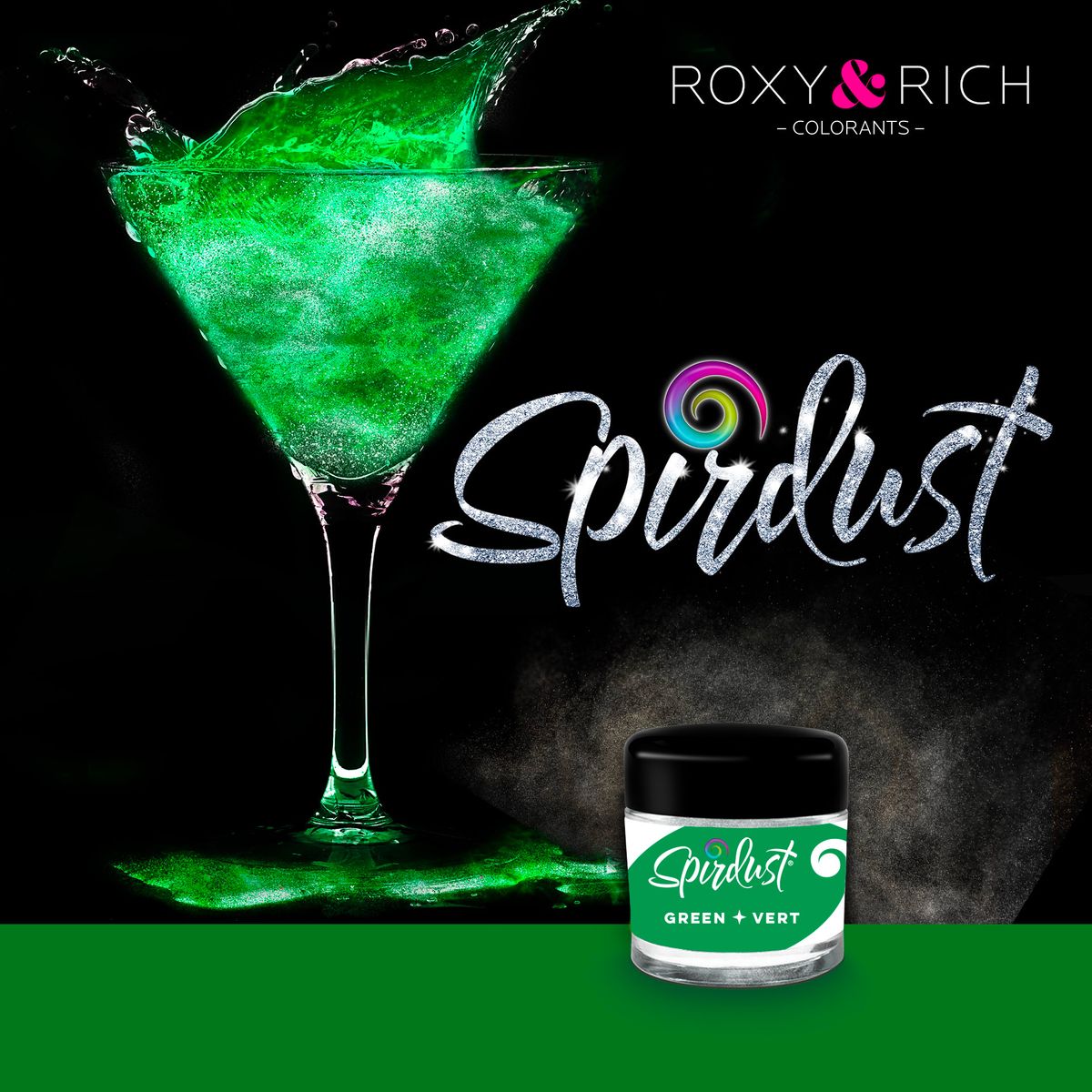 Roxy & Rich - Spirdust Grøn, 1,5g