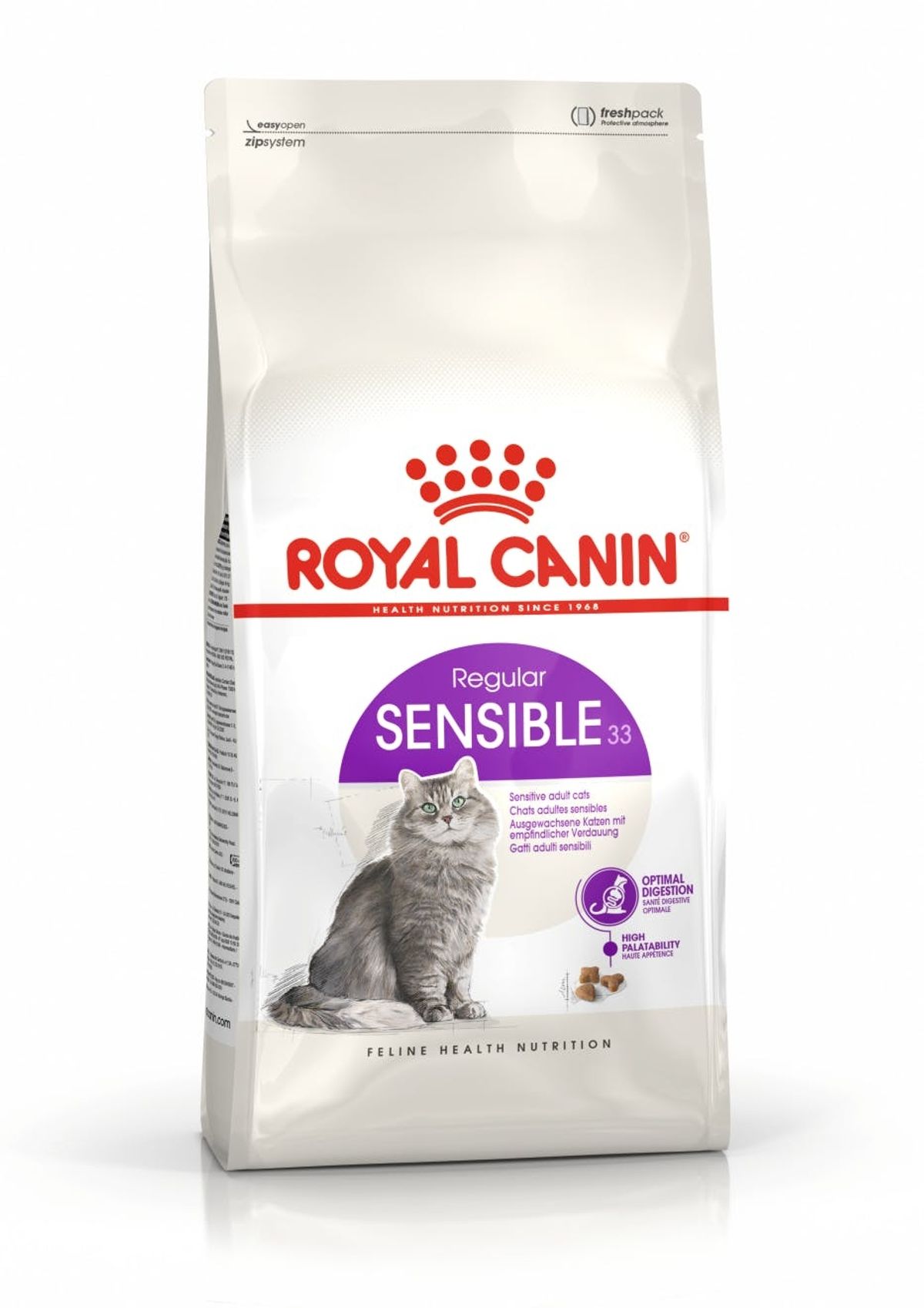 Royal Canin Sensible 33. Til voksne katte over 1 år med følsomt fordøjelsessystem.