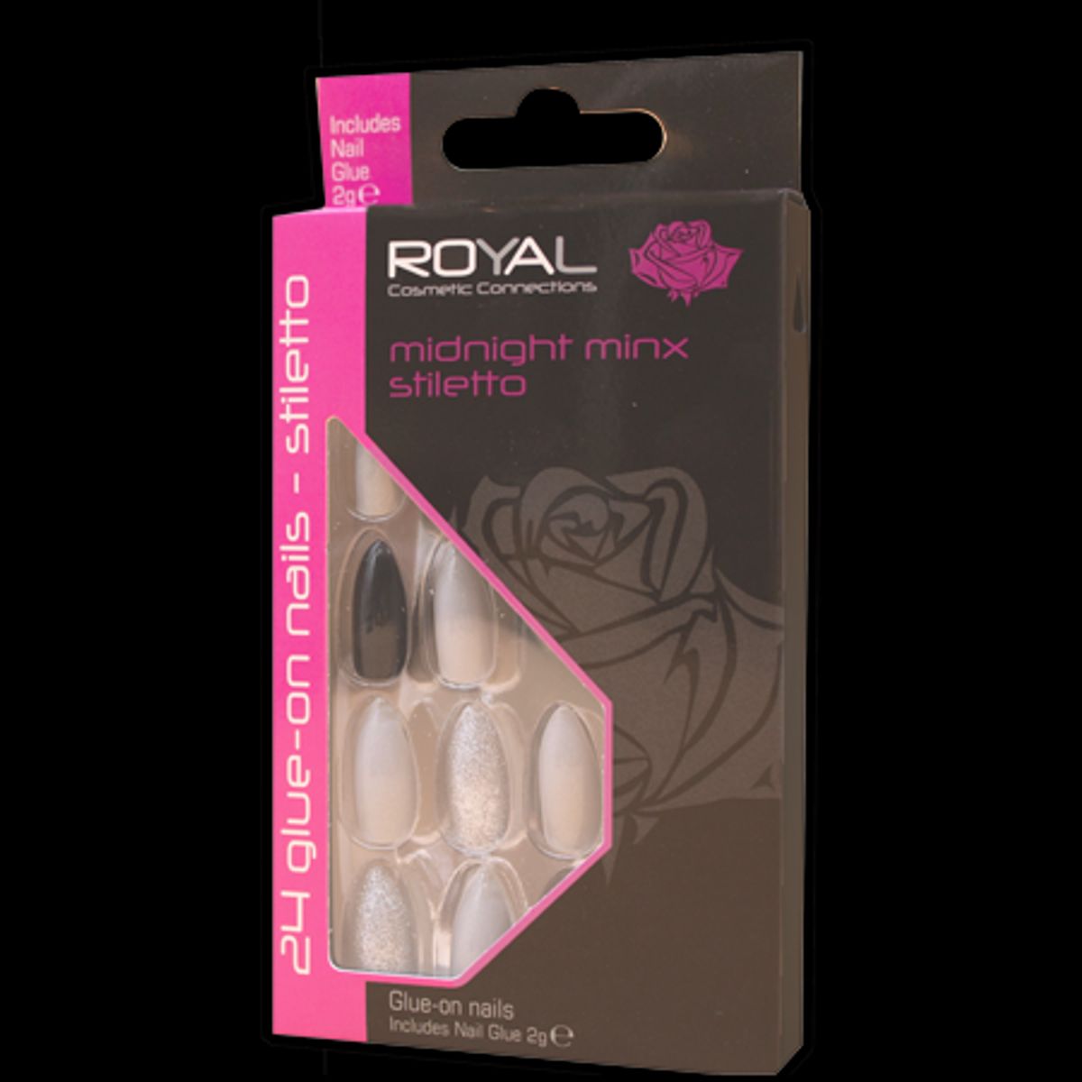 Royal Kunstige Negle Midnight Minx Stiletto - 24 stk