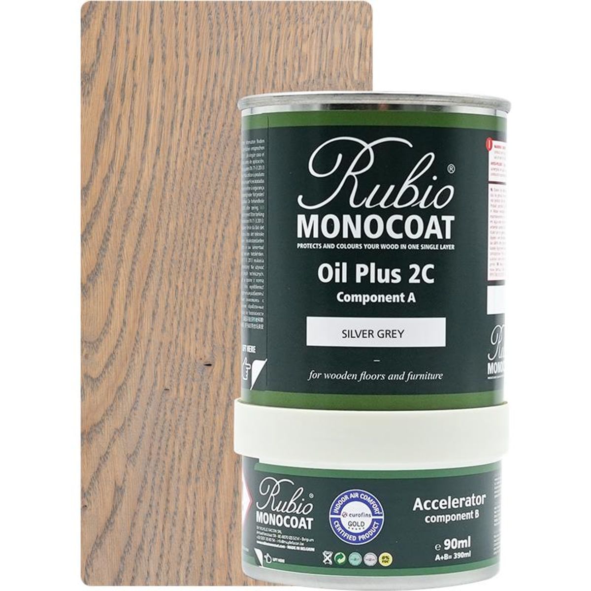 Rubio Monocoat olie Plus 2C Silver Grey 390 ml inkl. accelerator 90 ml.