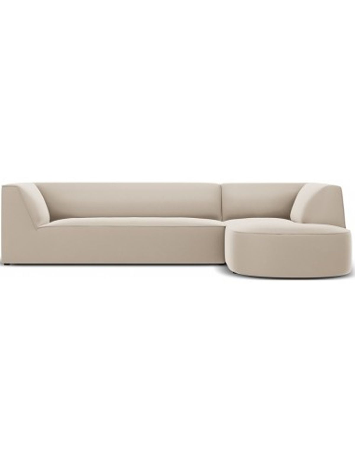 Ruby chaiselong sofa højrevendt i velour B273 x D180 cm - Beige