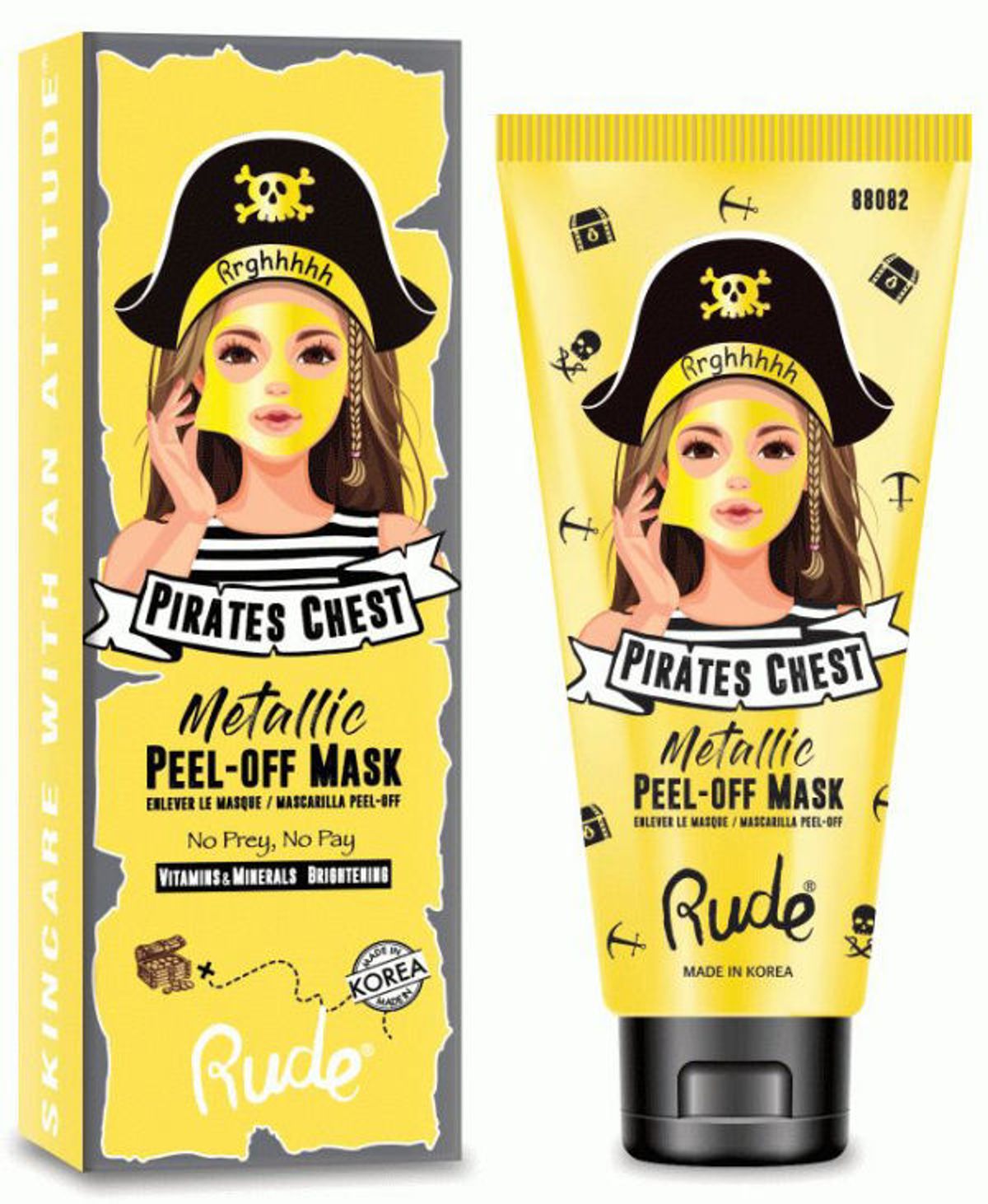 Rude pirates chest metallic peel-off mask no prey no pay 60ml