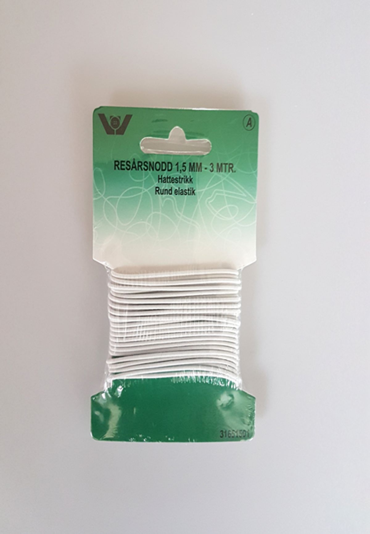 Rund Elastik - Hvid - 1,5 mm x 3 m