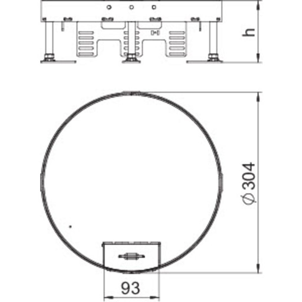 Rund gulvboks Med ledningsudgang Ø 305mm, RKS2 R9 M20