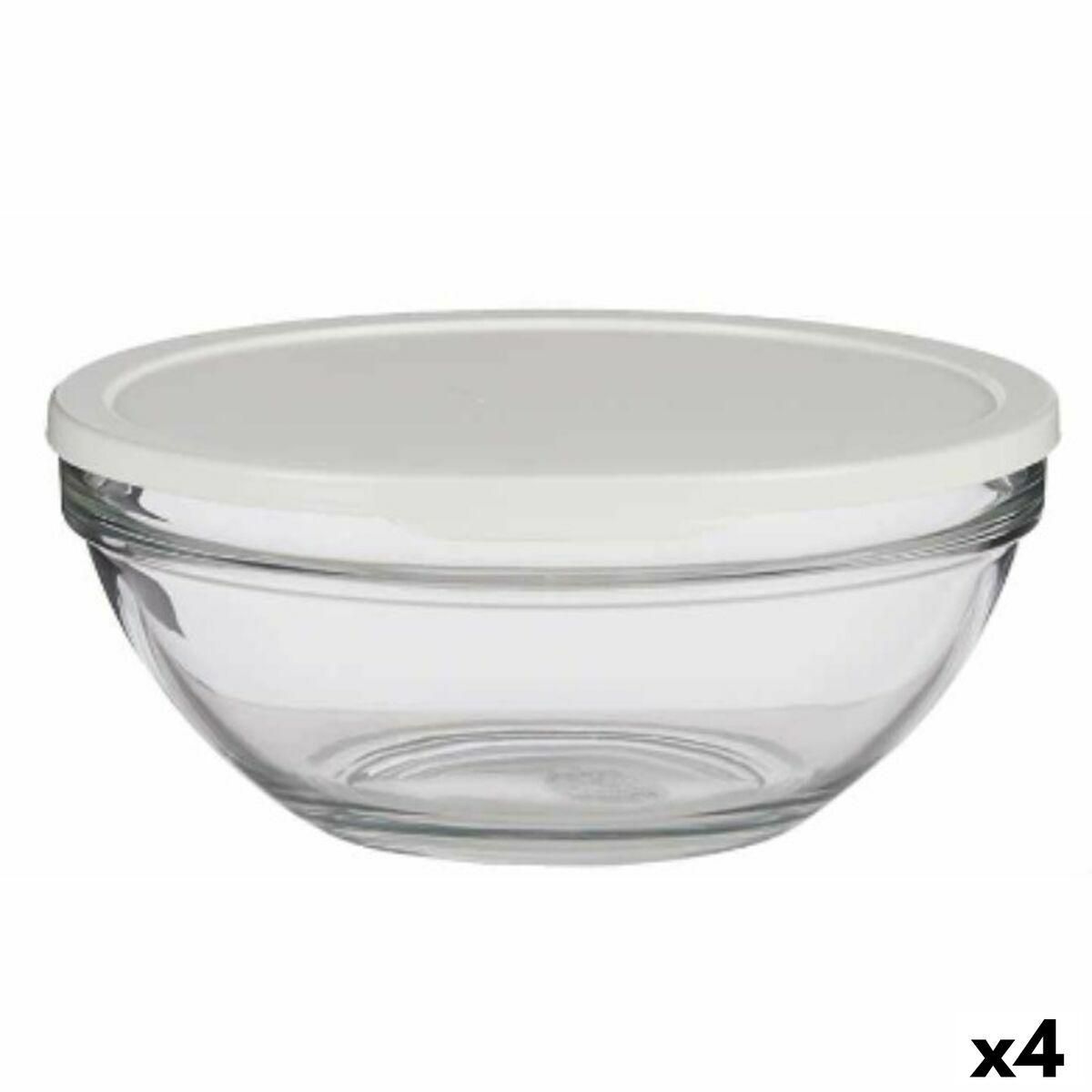 Rund madkasse med låg Chefs Hvid 2,5 L 23,7 x 10,1 x 23,7 cm (4 enheder)