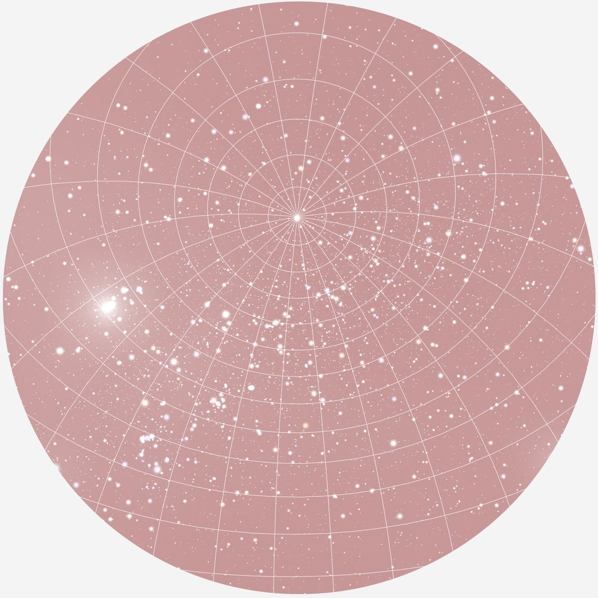 RUND PLAKAT MED PERSONLIG STJERNEHIMMEL (BLUSH)) - 20 cm / Stjernehimmel med gitter