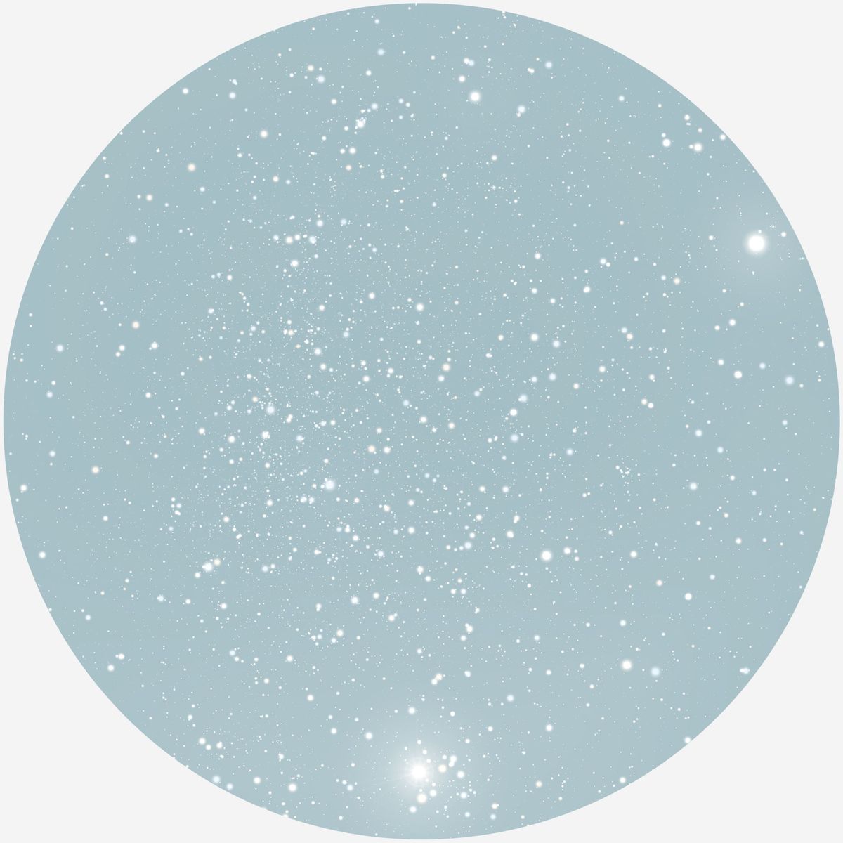 RUND PLAKAT MED PERSONLIG STJERNEHIMMEL (LYSEBLÅ) - 20 cm / Klar stjernehimmel