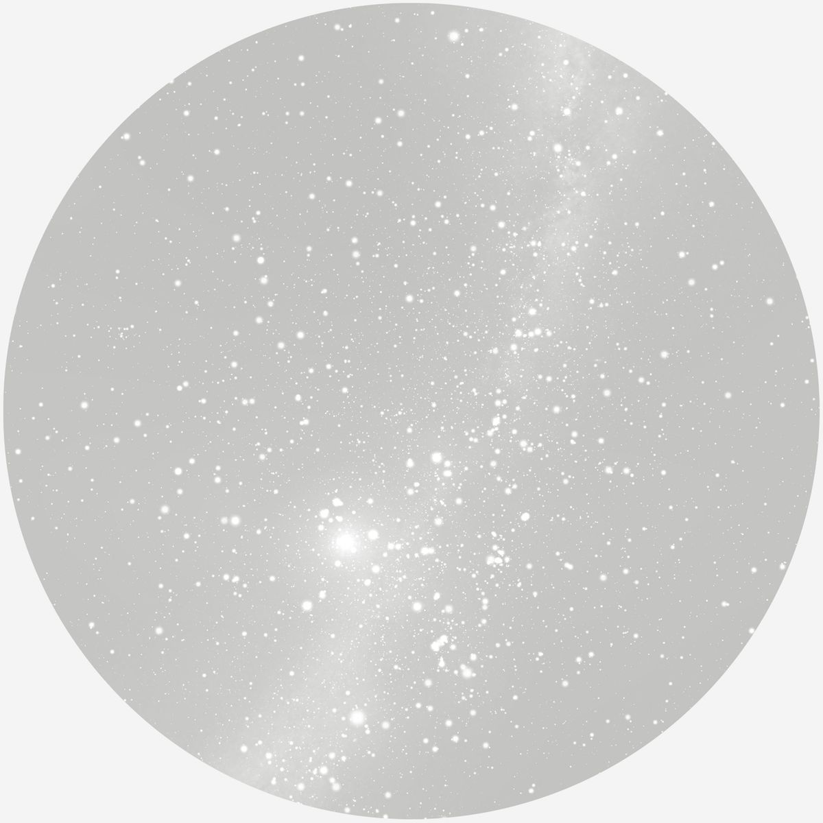 RUND PLAKAT MED PERSONLIG STJERNEHIMMEL (LYSEGRÅ) - 20 cm / Stjernehimmel med mælkevejen