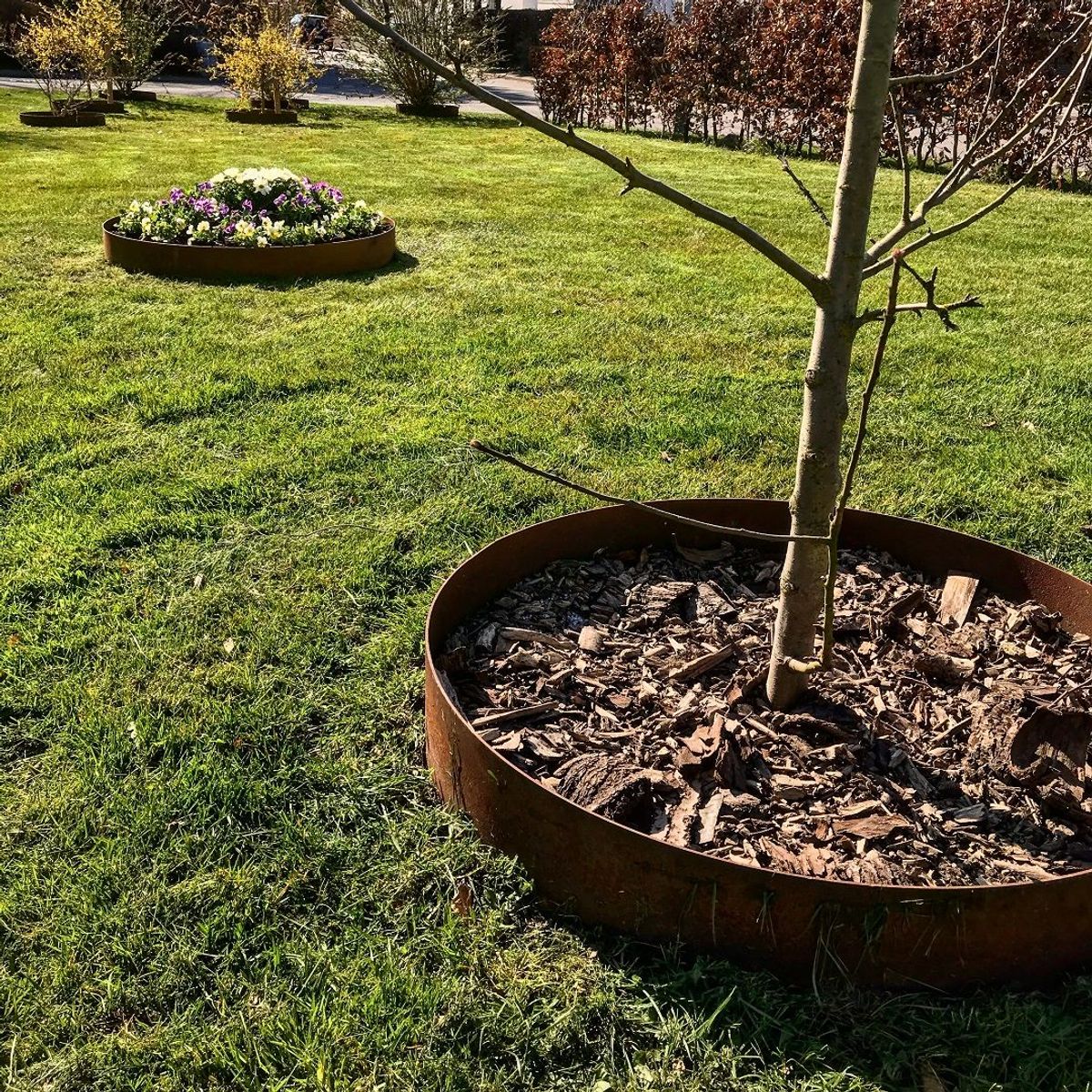 Rundt højbed i 3mm cortenstål Ø79cm - 20 cm - Lukket