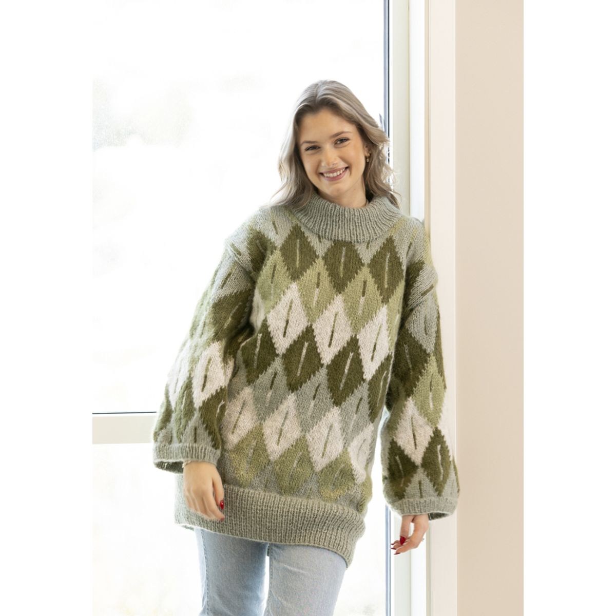 "Ruter" Genser - Viking Design 2305-8 Kit - XS-XL - Viking Alpaca Bris, fra Viking