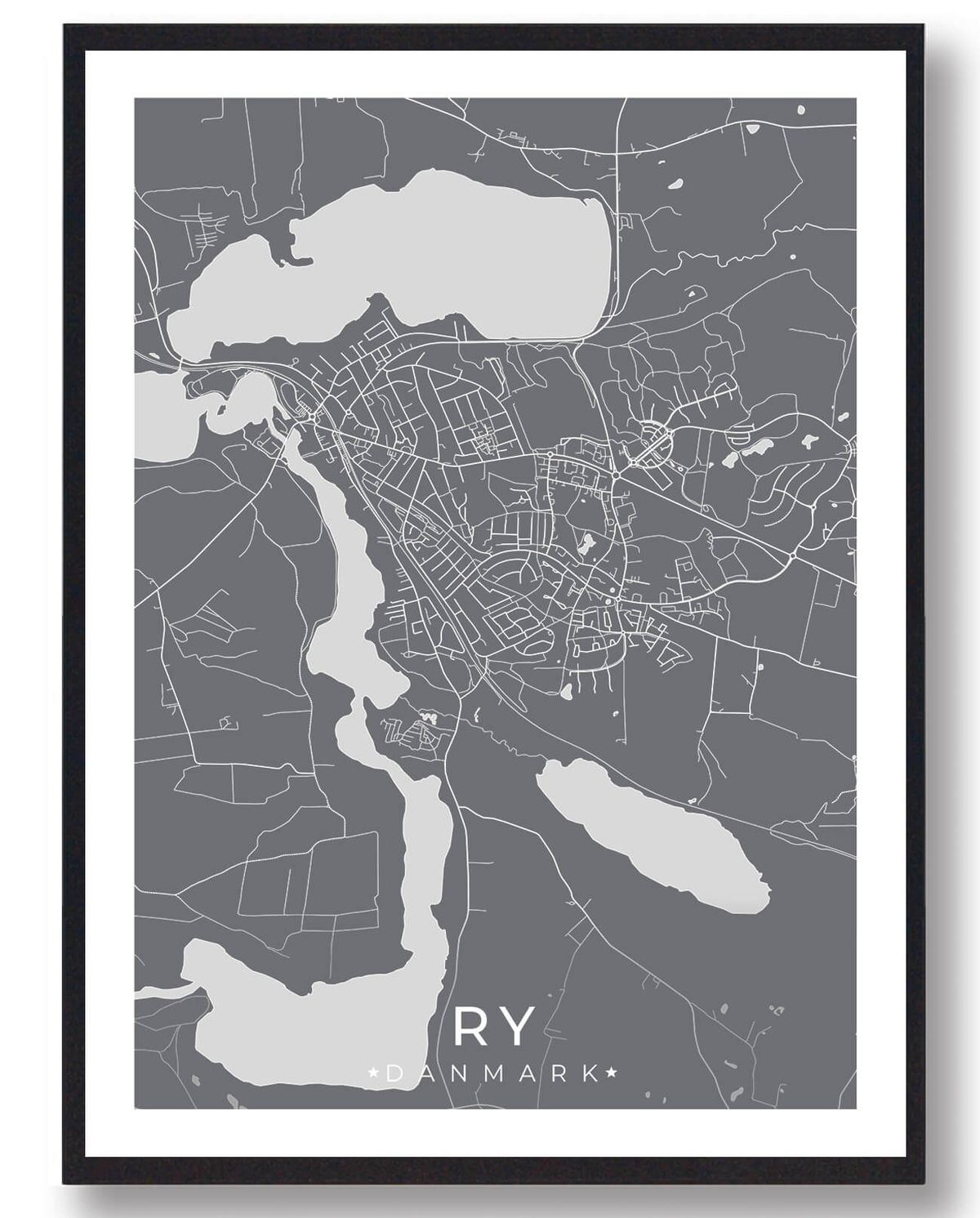 Ry by plakat - grå (Størrelse: L - 50x70cm (B2))