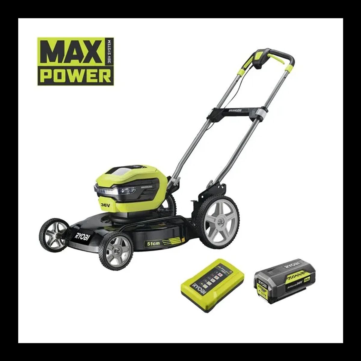 Ryobi Plæneklipper kulfri 36V - RY36LMMX51A-140 - MAX POWER