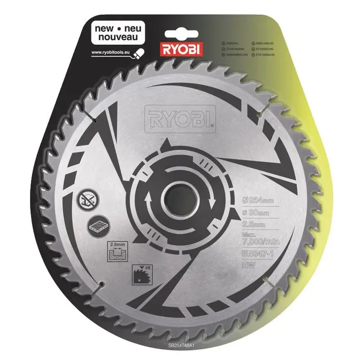 Ryobi Savklinge til kap-/geringssav 254 X 30 mm, 48 tænder - SB254T48A1