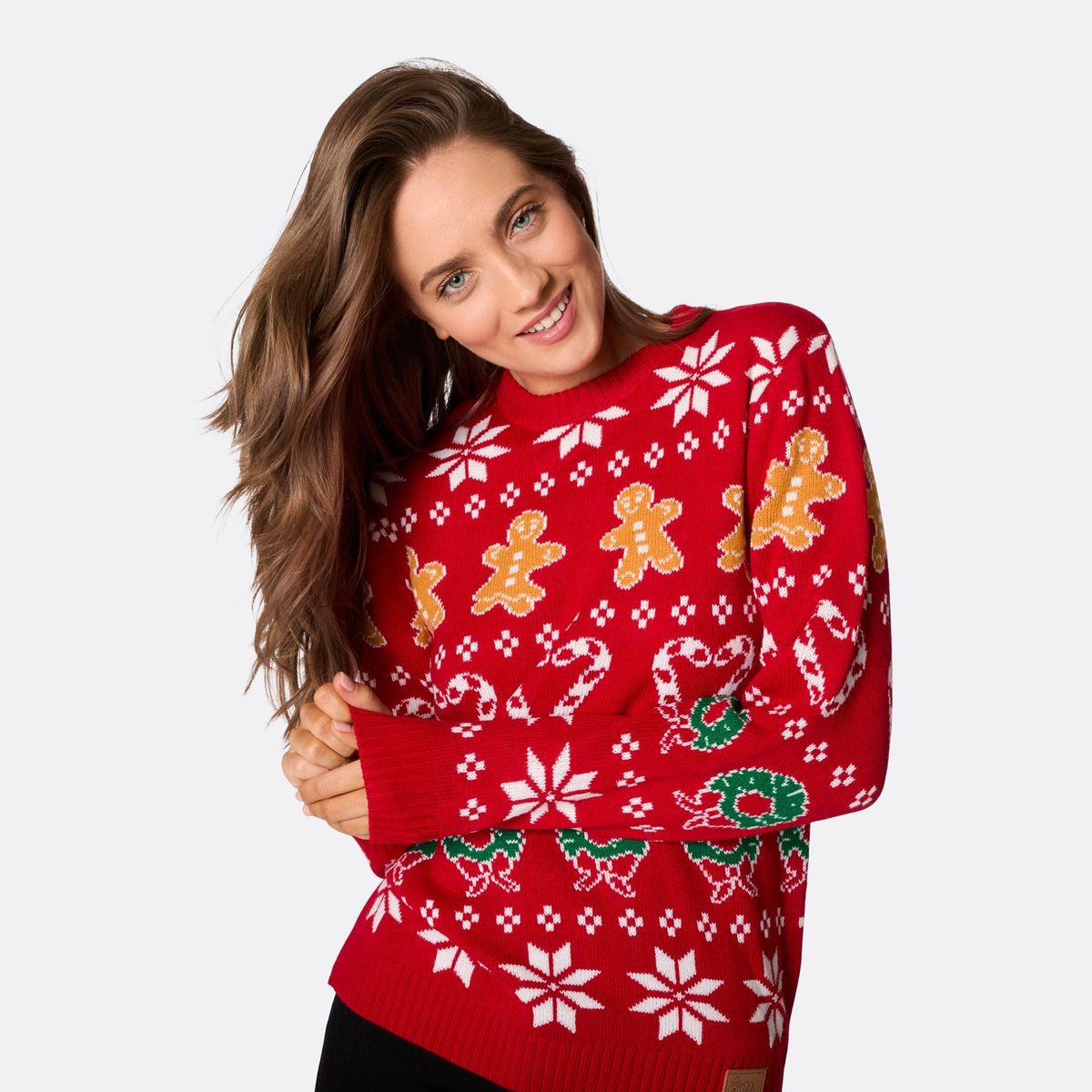 Rød Familie Julesweater Dame