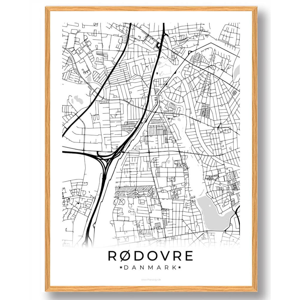 Rødovre by plakat - hvid (Størrelse: L - 50x70cm (B2))