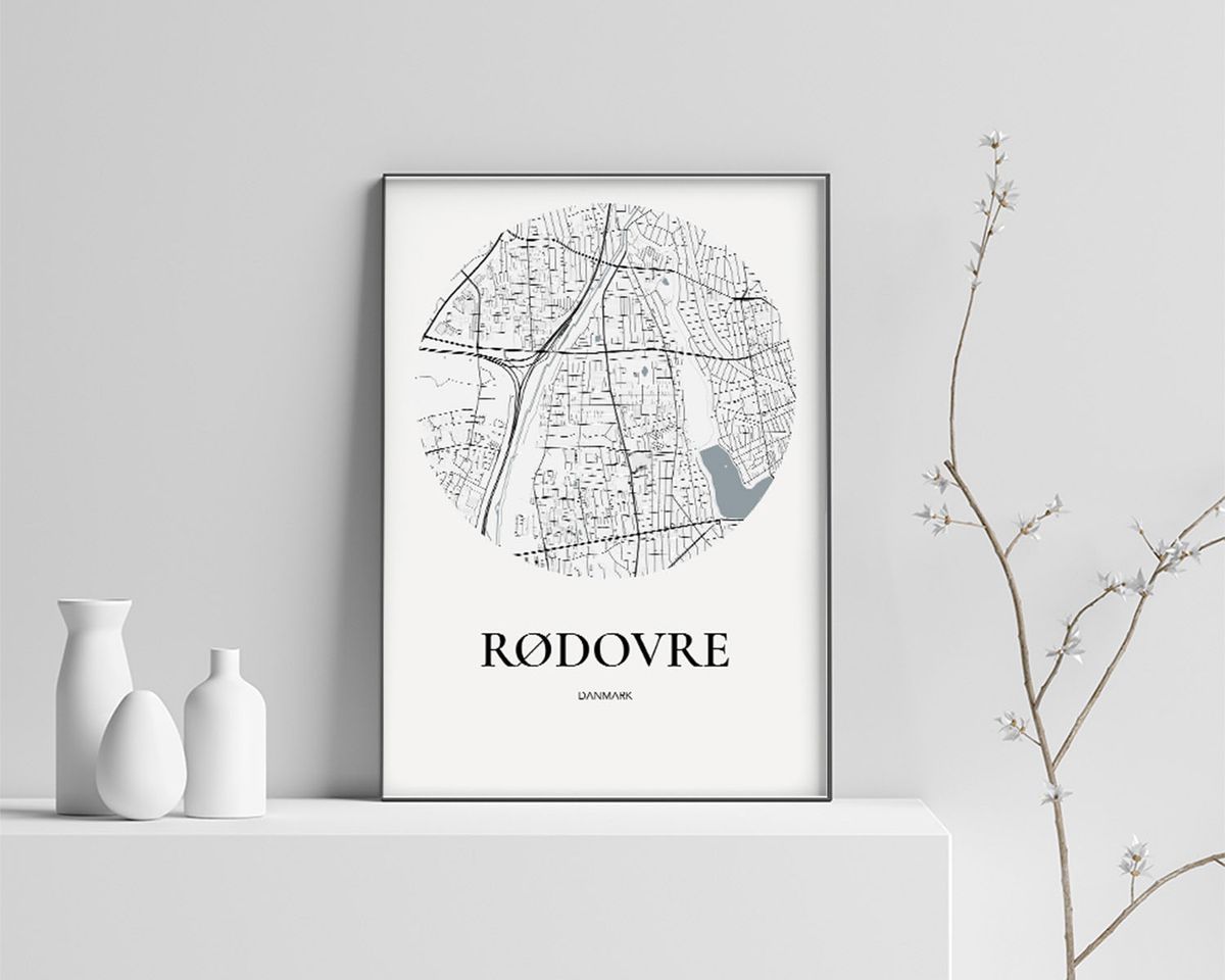 Rødovre Plakaten Rundt kort Hvid 50×70 cm (B2)