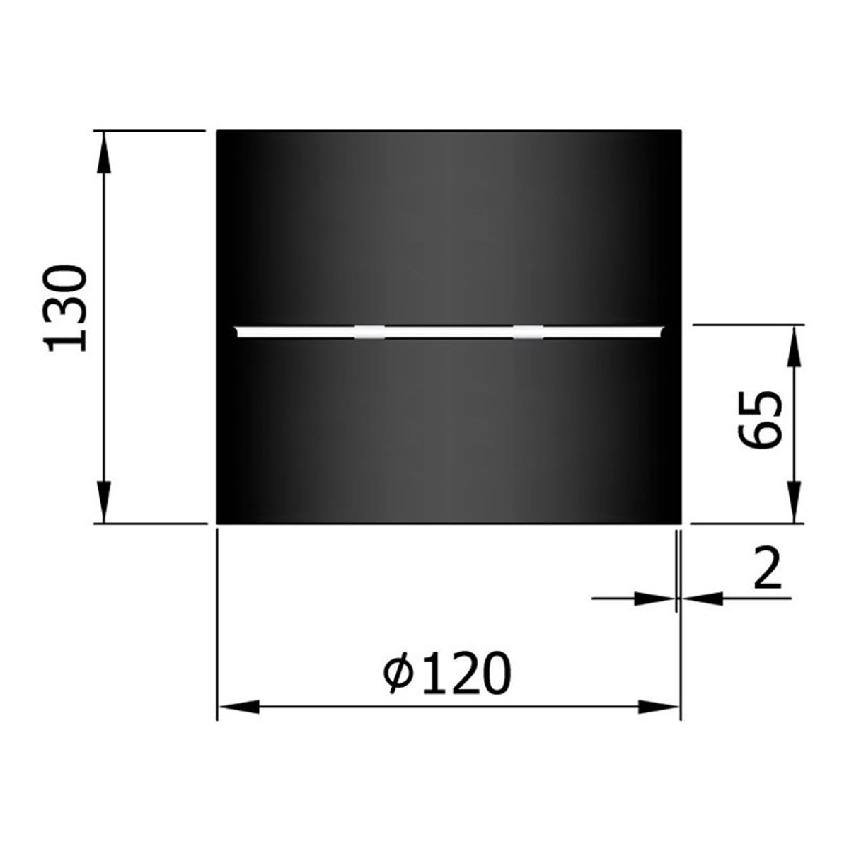 Røgrør m. Kondensring Cylindrisk Ø120 mm