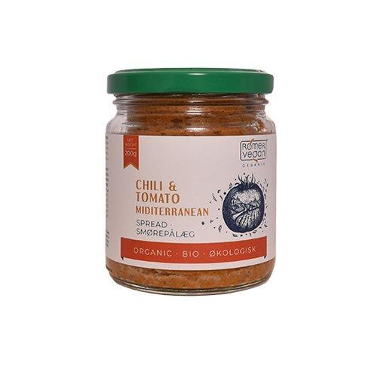 Rømer Smørepålæg Chili & Tomato Miditerranean Ø, 200g.