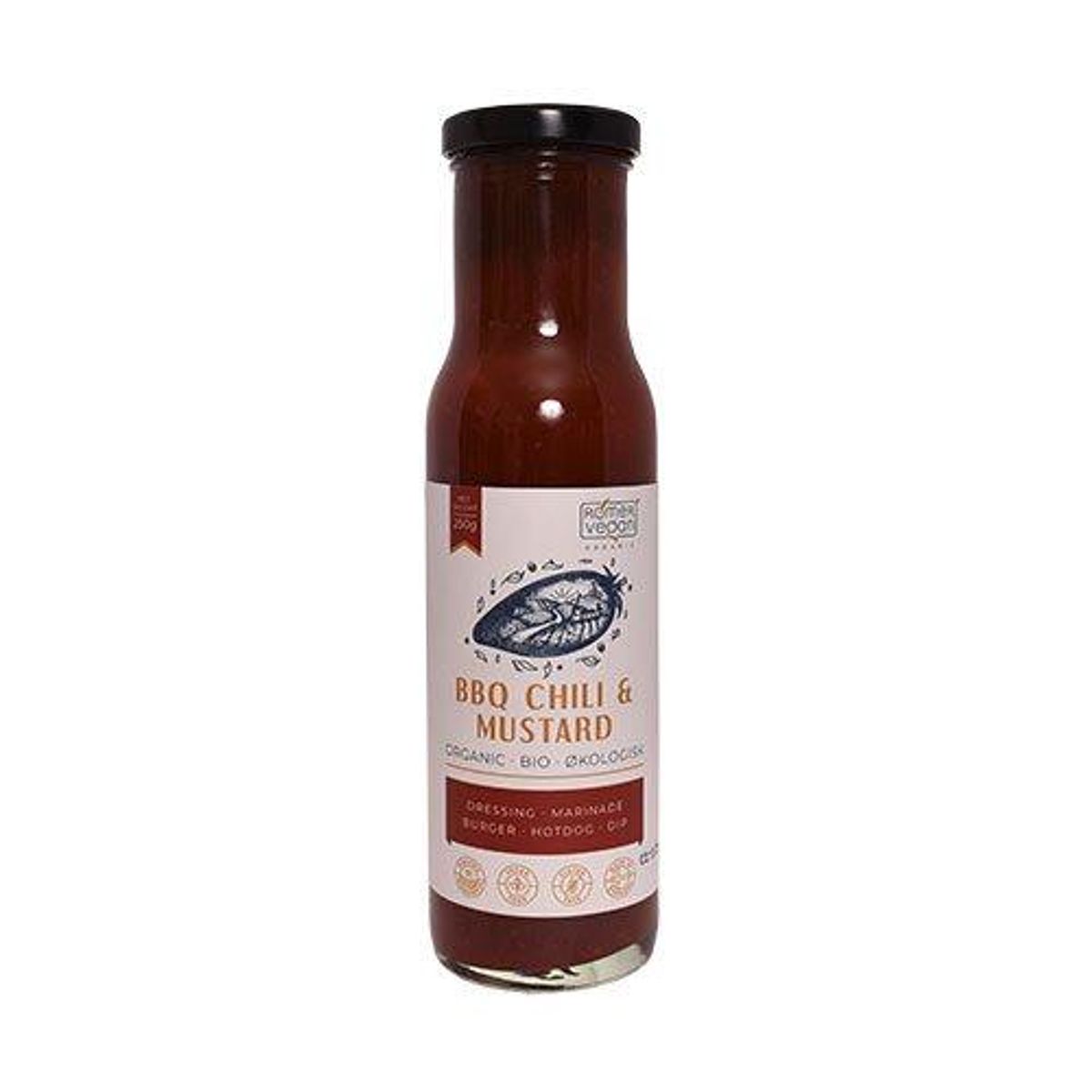 Rømer Vegan BBQ sauce Chili & Sennep Ø, 250g.