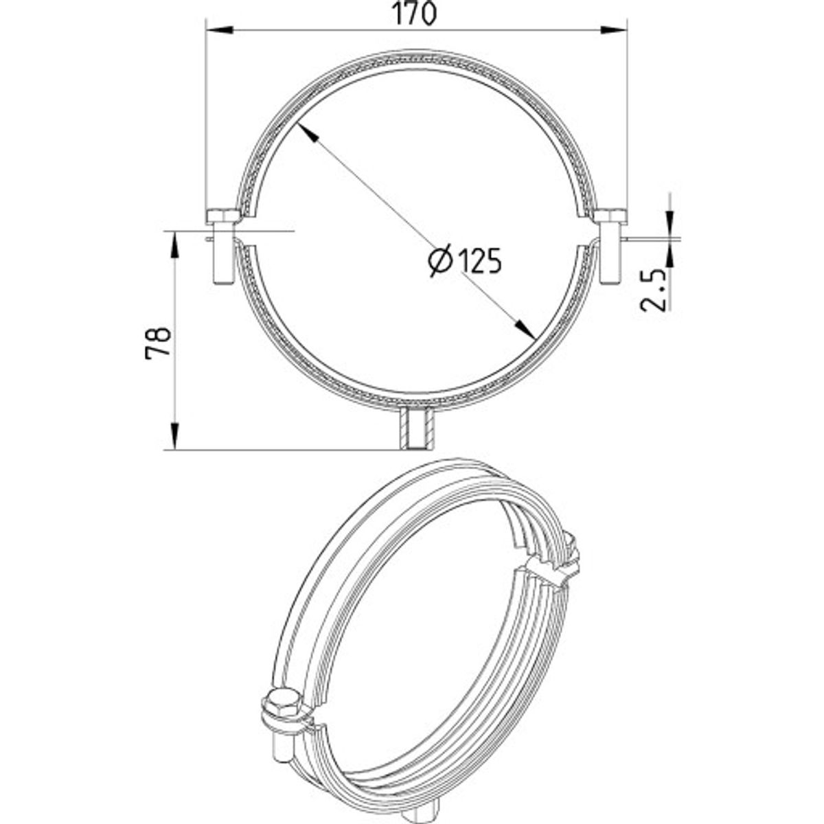 RØRBÆRER MED EPDM, Ø125MM