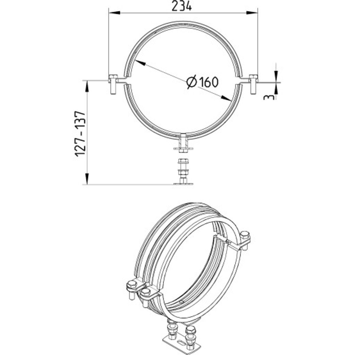 RØRBÆRER MED EPDM, Ø160MM