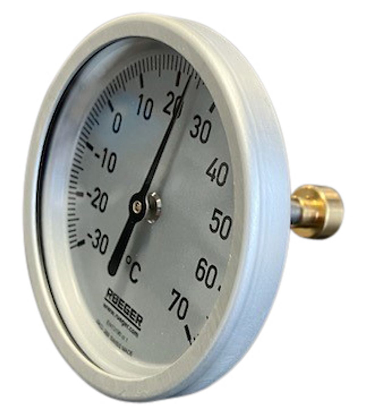 Rüeger TCH termometer 100x100 mm. Rustfrit stål, frontring i aluminium. -30/+70°C