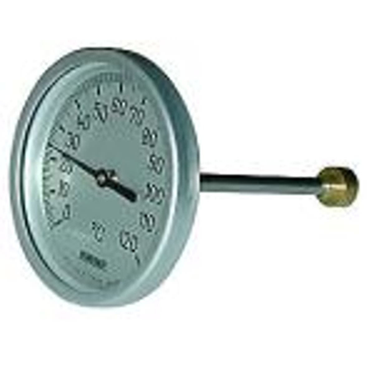 Rüeger TCH termometer 100x50 mm. Rustfrit stål, frontring i aluminiumv. 0-120 °C