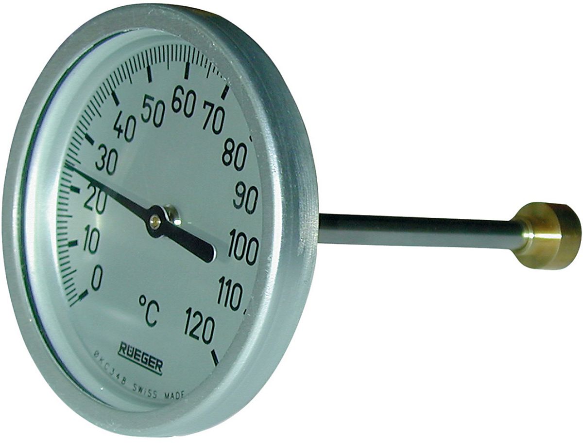 Rüeger TCH termometer 65x125 mm. Rustfrit stål. 0-120°C